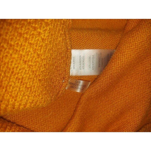 Calvin Klein CK Cable Knit Sweater Womens Medium Orange Chunky Cozy Cowl Neck - Picture 6 of 7
